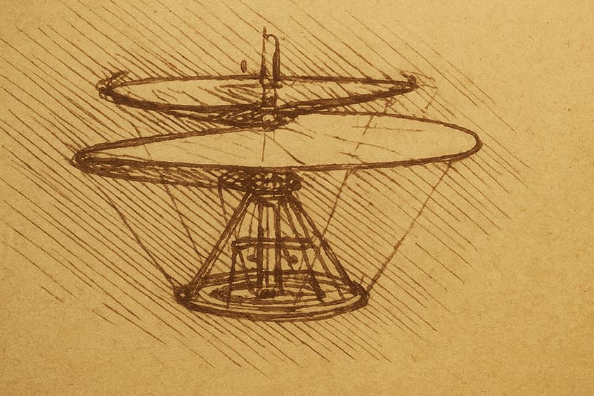 Leonardo da Vinci aerial machine sketch